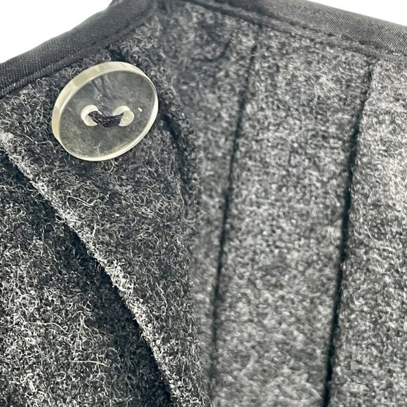 charles nolan couture wool pleated wrap flounce hem knee-length skirt charcoal 6 - Picture 11 of 16